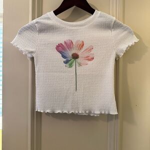 SO White Girls’ Tee with Multicolor Flower Design